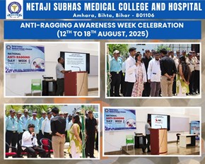 NSMCH marked Anti-Ragging Awareness Week (12–18 Aug 2025) with awareness talks, role-plays & a campus pledge for a safe, respectful environment. #AntiRagging #NSMCH